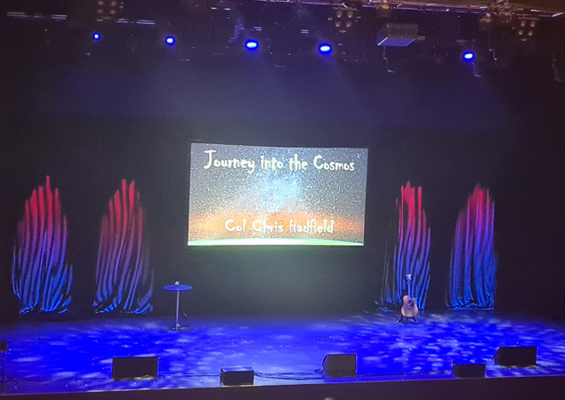 Brighton Dome stage ready for hte arrival of Col. Chris Hadfield